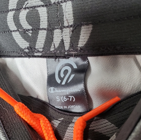 30) CHAMPION Sweatpants Neon Orange Zip pkt Reflectors Small 6/7 - Picture 3 of 4